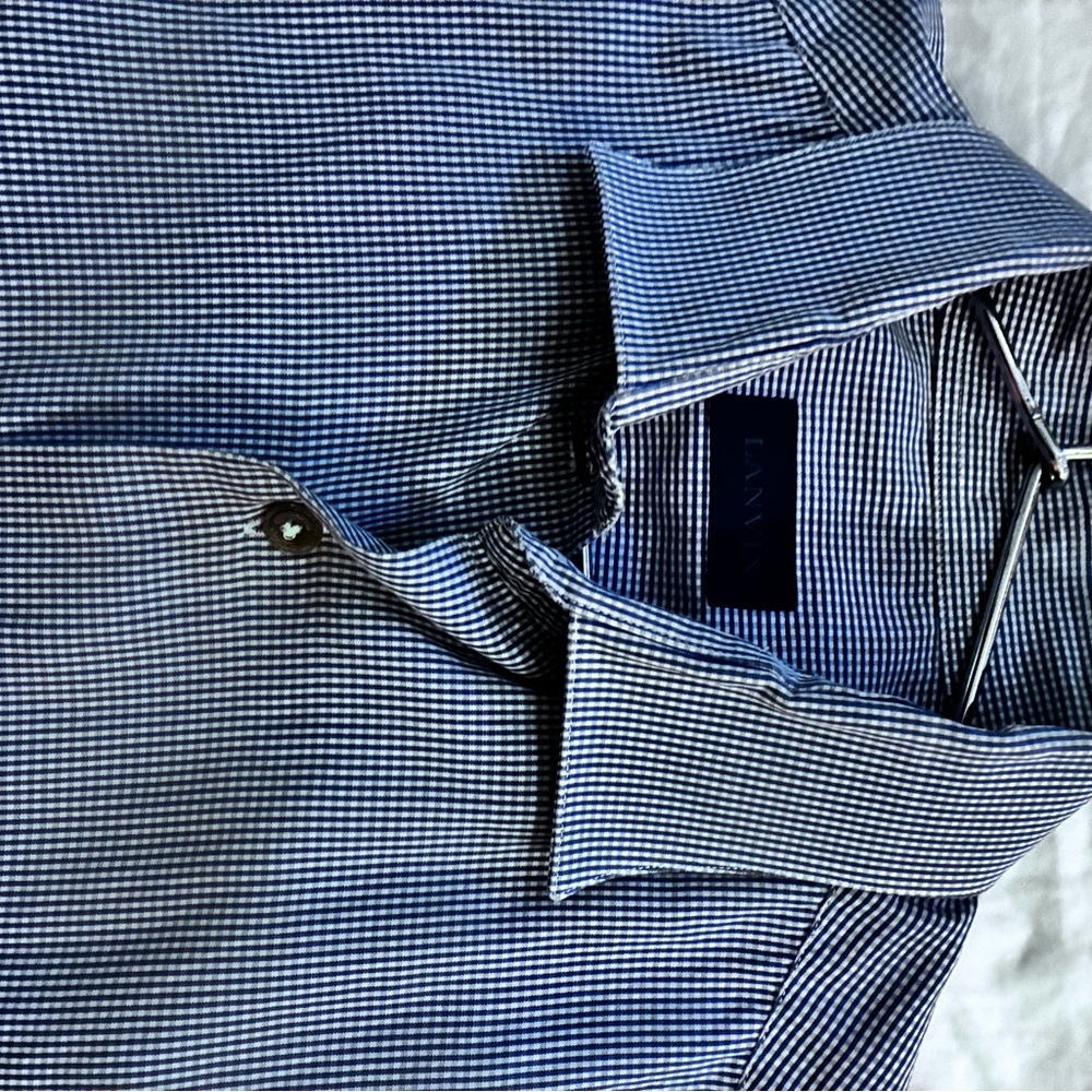 Lanvin Blue and White Casual Button Down Shirt